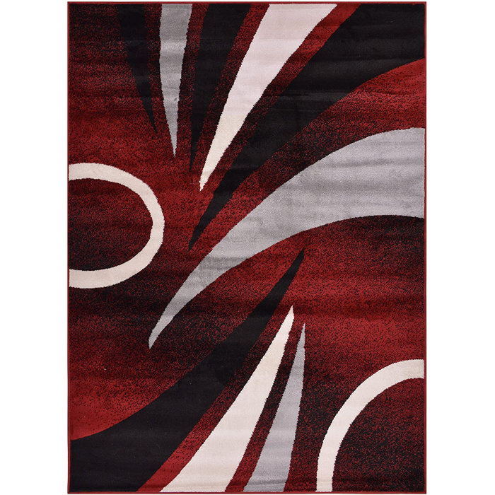 Orren Ellis Evanston Geometric Red Area Rug Wayfair